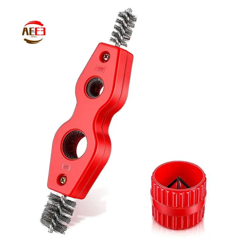 AEE3-4-In-1 Battery Brush Pipe Cleaner Set Double-Headed Copper Tube Brush Set Pipe Cleaner Deburring Pipe Chamfering Tool Set