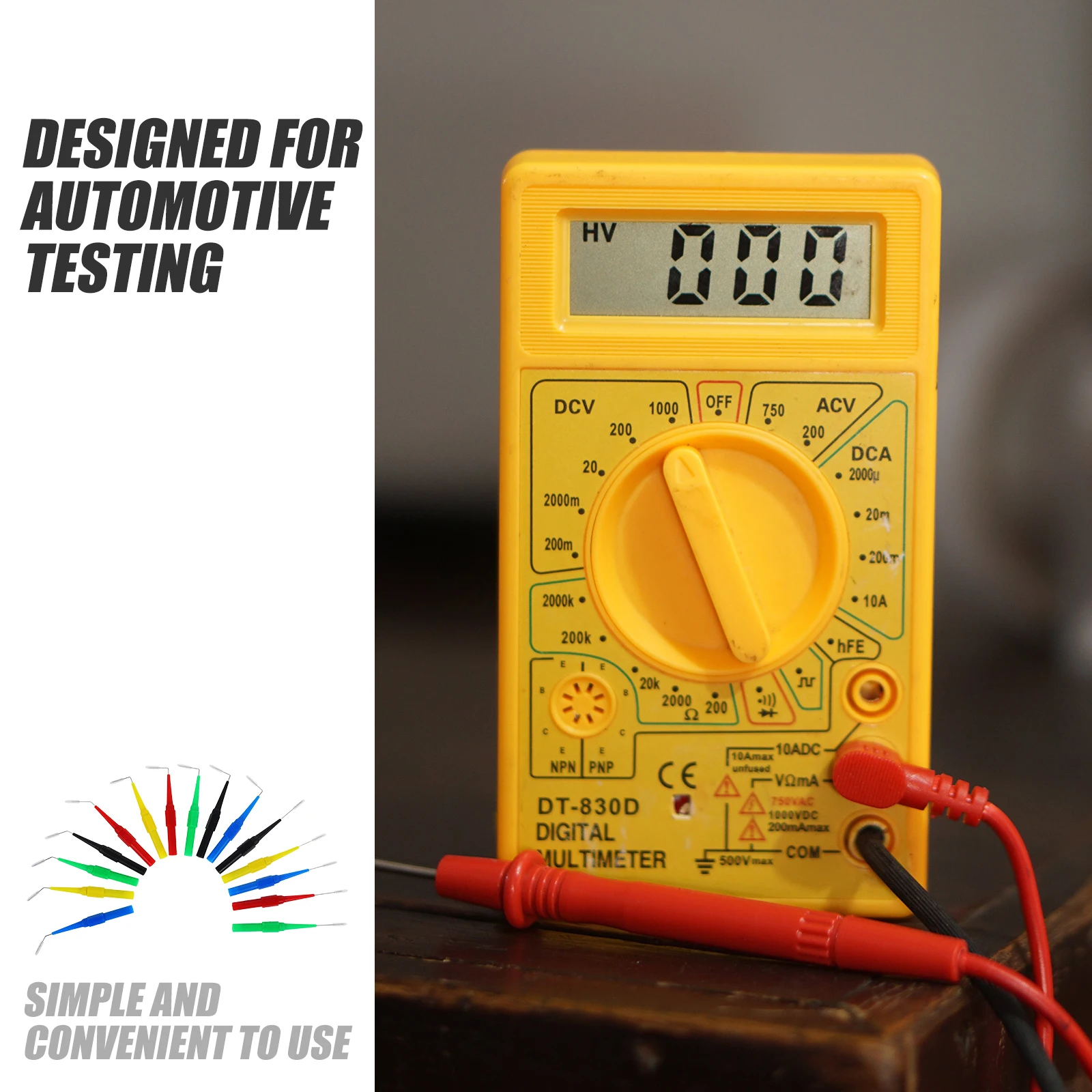 

15pcs Multimeter Piercing Probes 0.7Mm Electrical Testing Probes Automotive Test Probe Kit Copper Stainless Steel