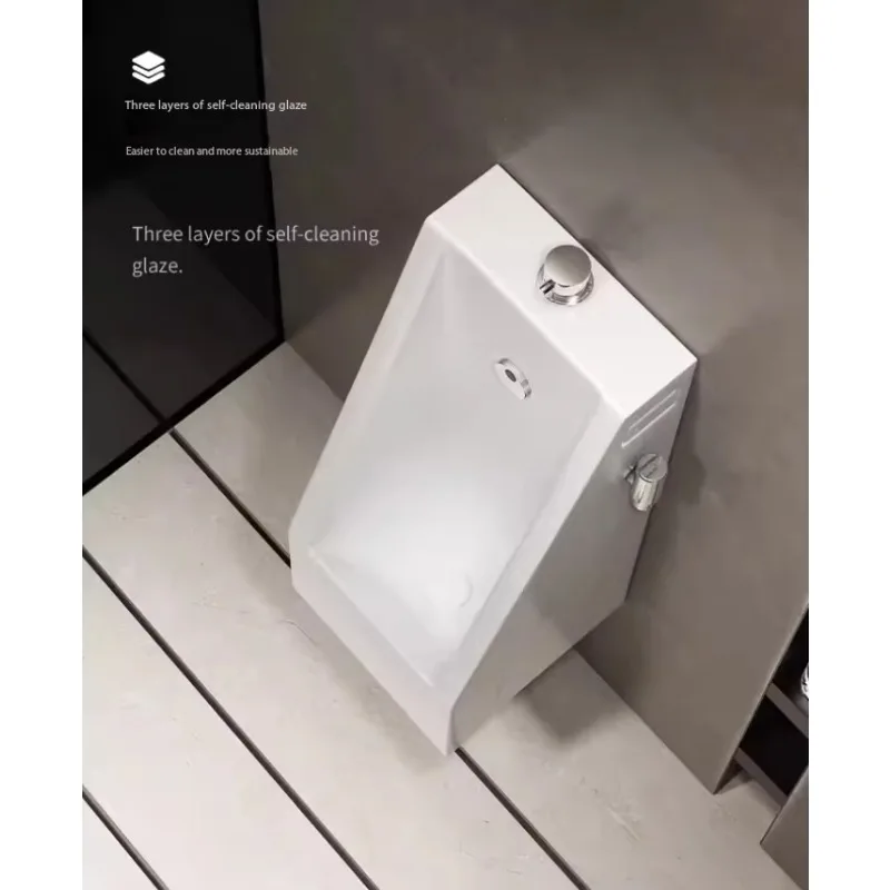Small square wall mounted urinal with spray  Manual and automatic operation Both use ceramic urinal for men small device