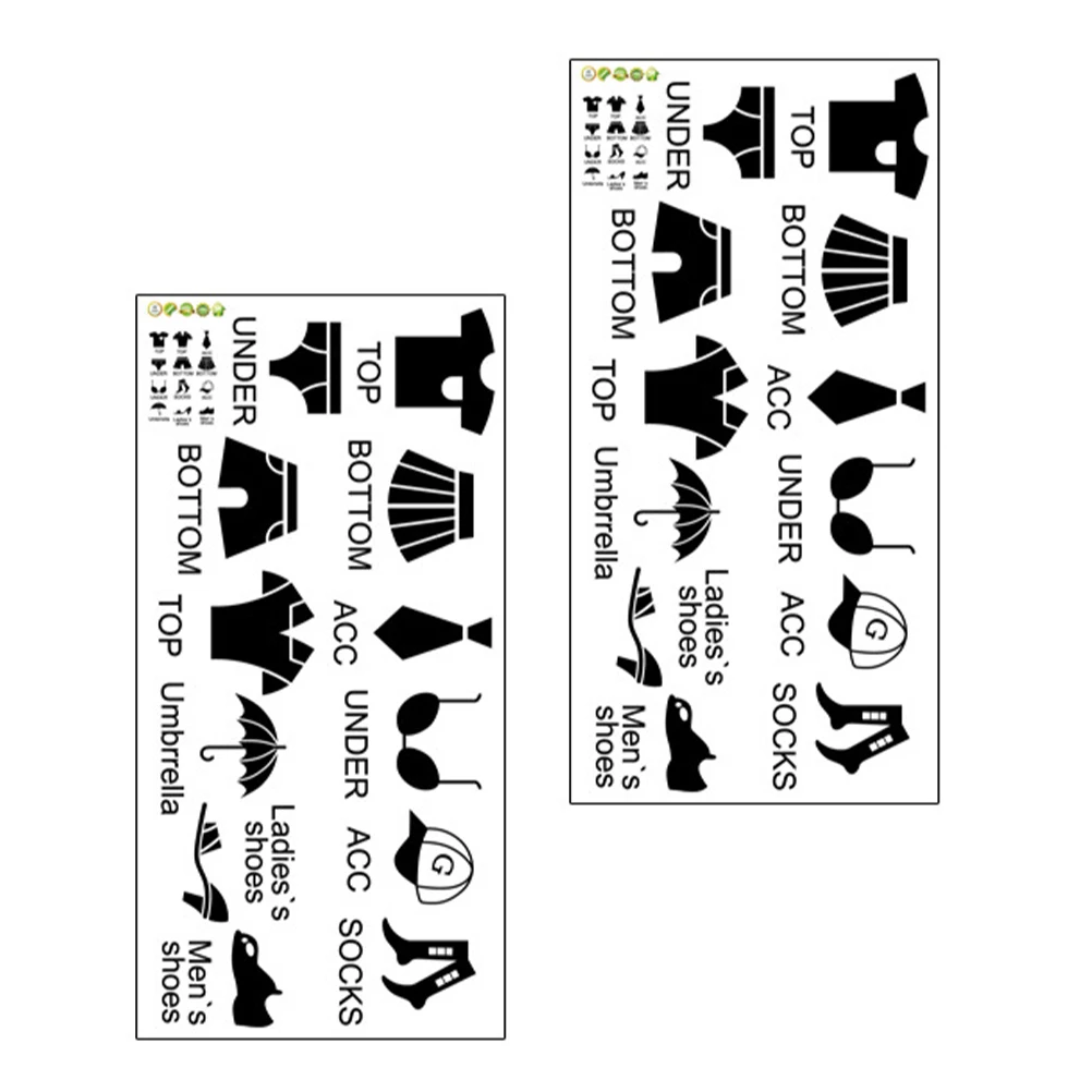 

2Sets Clothes Organization Sticker Fine Workmanship Waterproof Label for Home Dresser Cabinet Sorting Storage Removable Clothing
