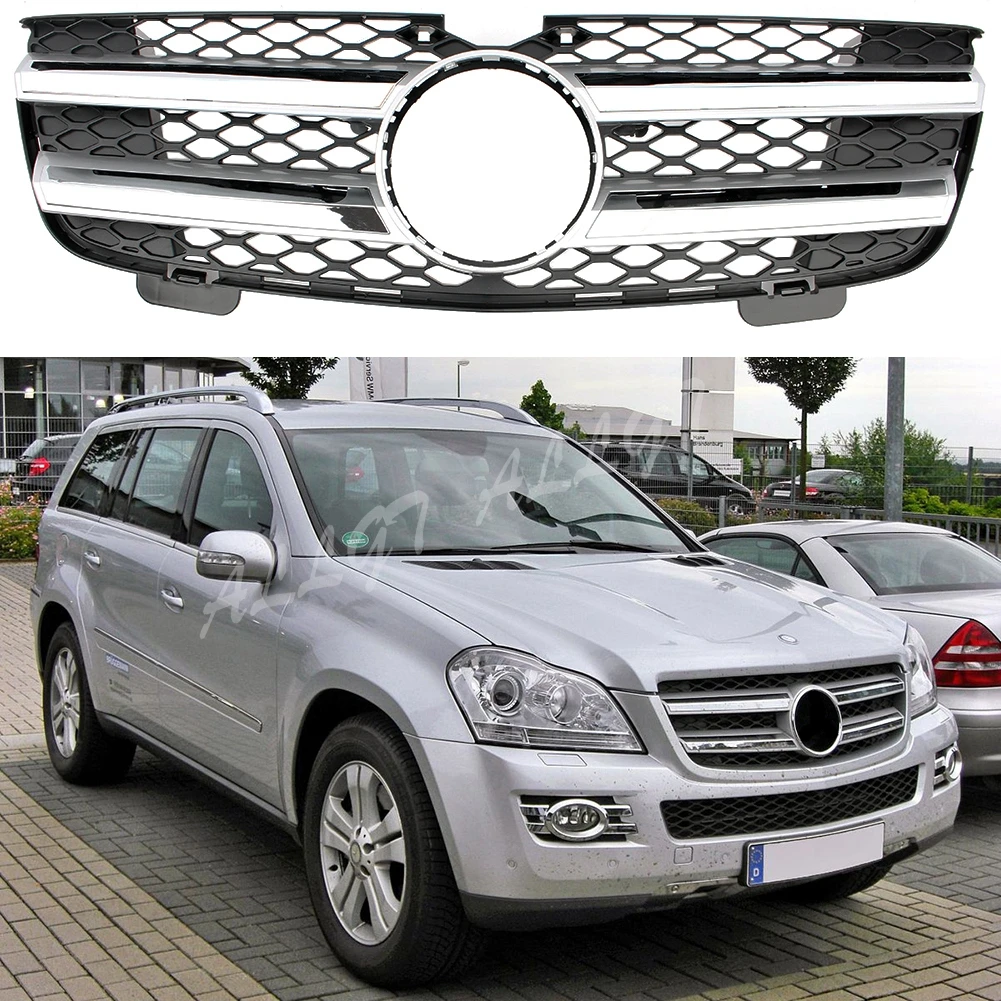 

Front Racing Facelilft Upper Grilles Cover For Mercedes-Benz X164 GL-Class 2007-2009 2 Fins