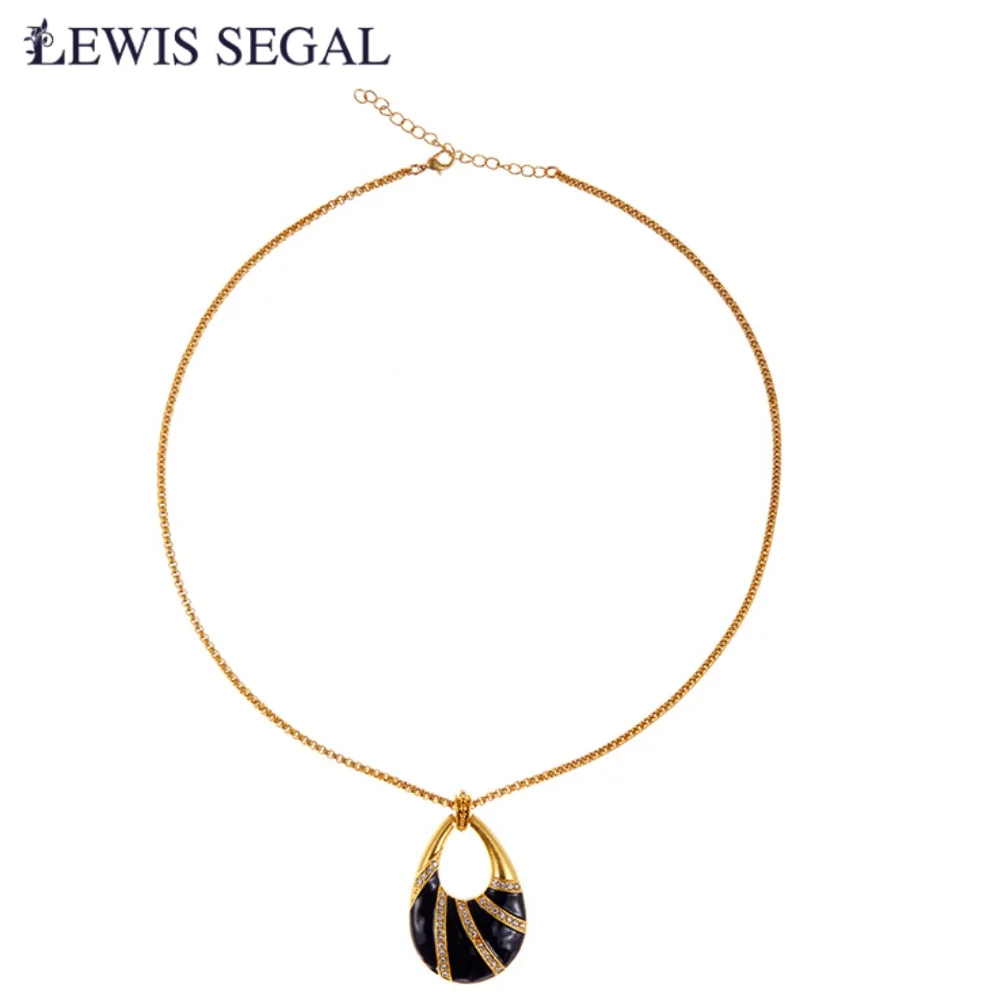 LEWIS SEGAL Large Drop Pendant Luxury 18K Real Gold Necklace for Women Independent Girl Fine Jewelry Medieval Style