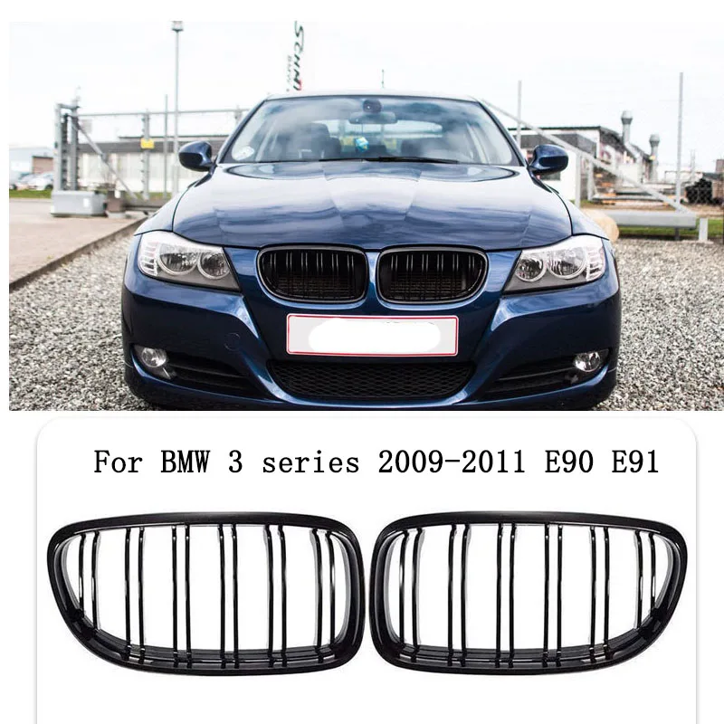 

Car Grille For BMW 3 Series E90 E91 Lci Double Bar Gloss Black Grille 2009-2012 Double Line Air Intake Grille