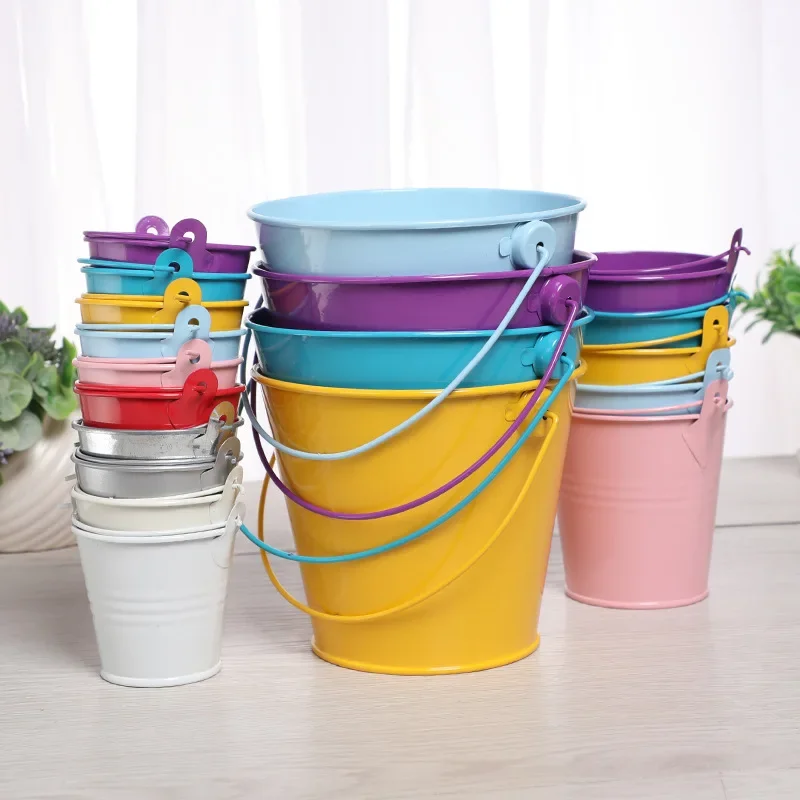 3 Size Mini Metal Bucket Wedding Decoration Candy Box Flower Pot Table Decor Birthday Party Decoration Kids Baby Shower Supplies