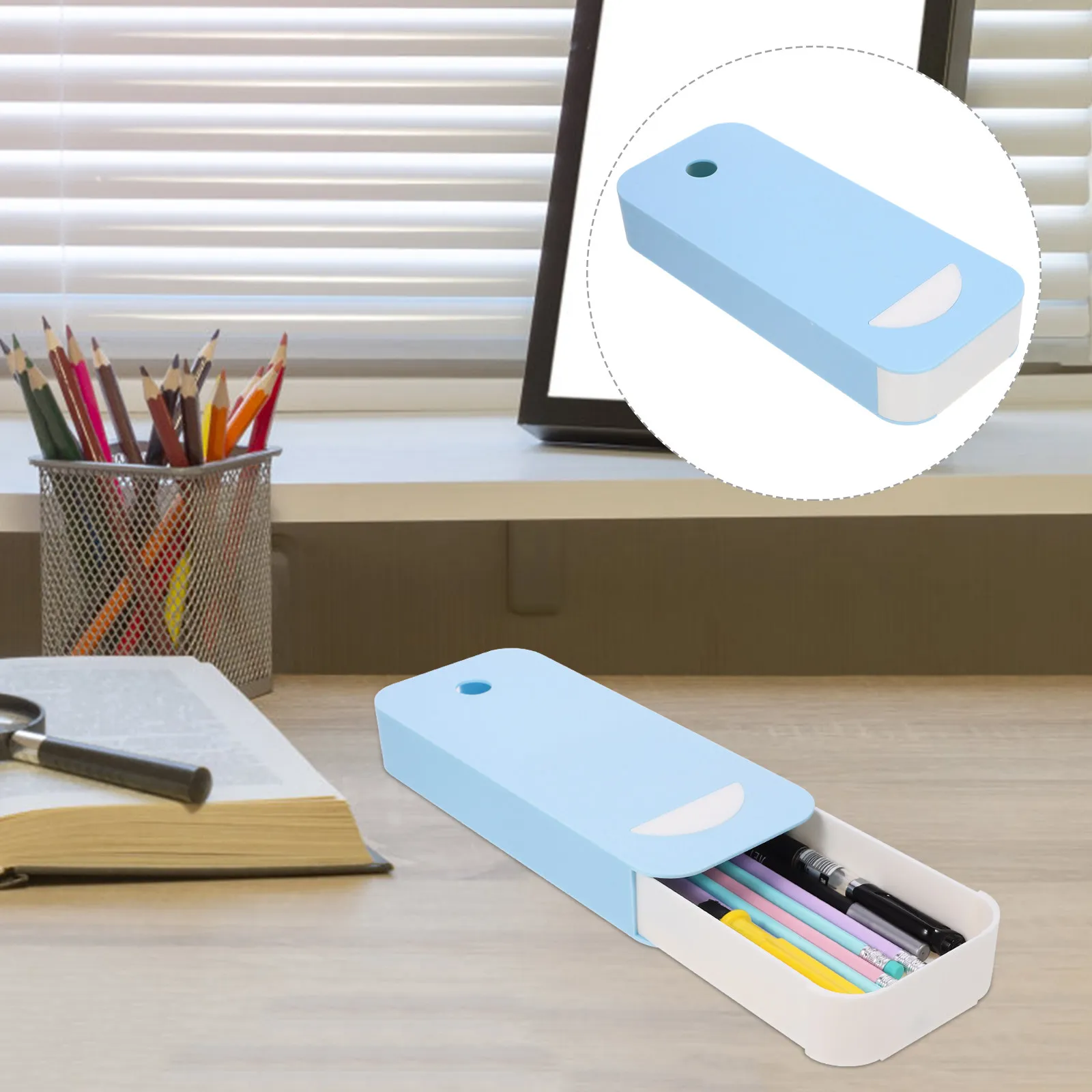 Hidden Under Desk Drawer Organizer for Pens Rulers Erasers Stationery Storage Box ABS Material Large Capacity Desktop Clutter