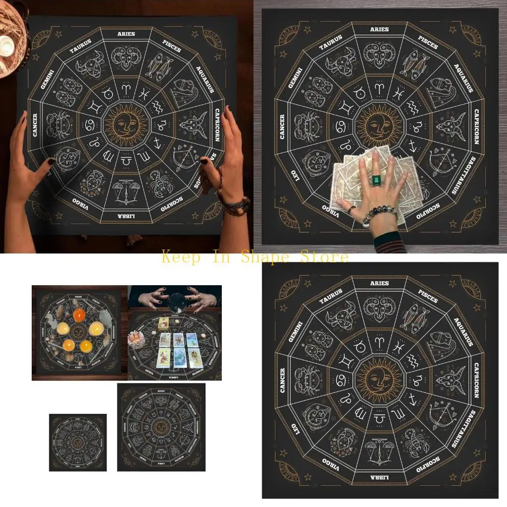 

U1JC Square Altar Board Game Cards Pad Table Cloth Metaphysical Board Game Mat