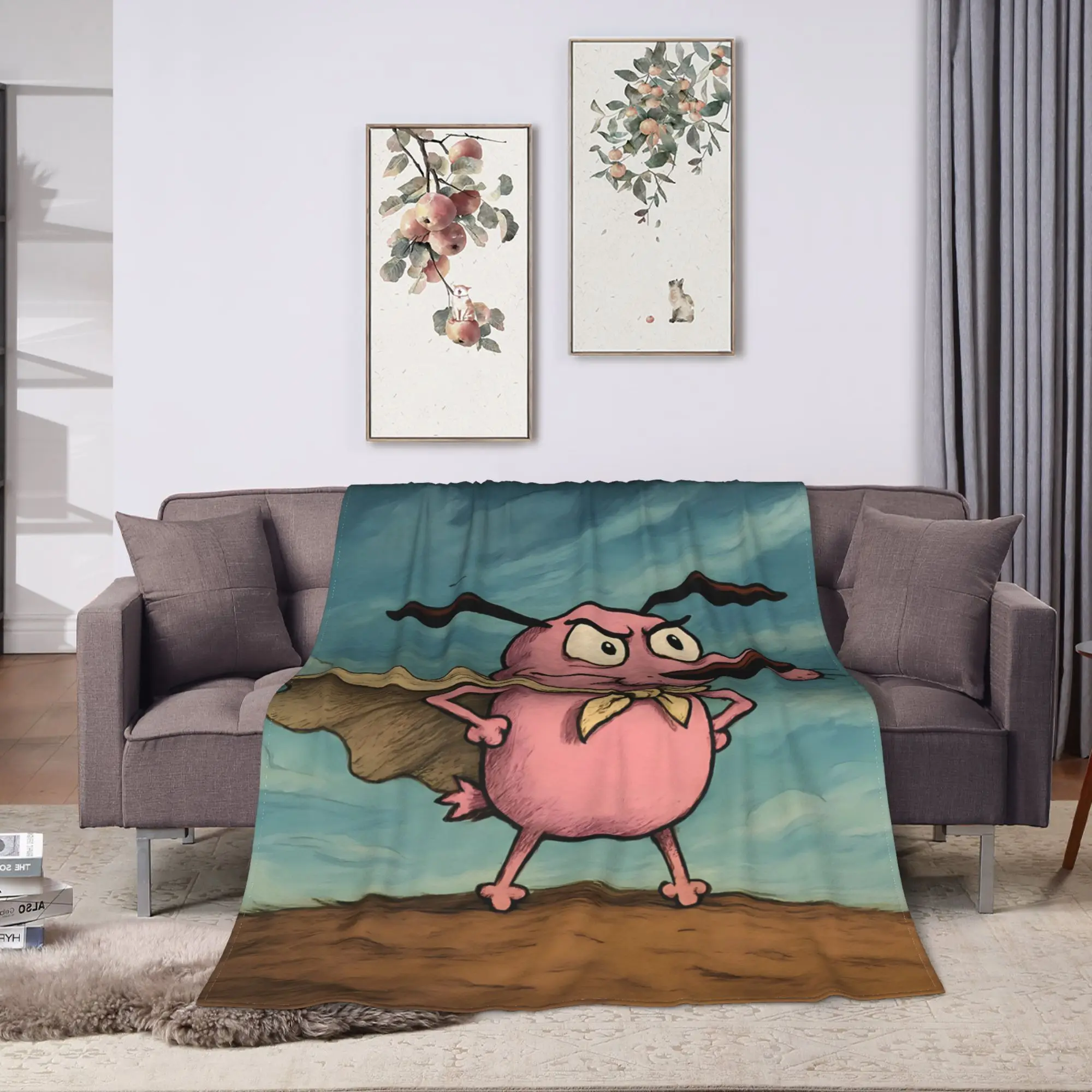 Cartoon Courage Cowardly Dog Blanket Quality Soft Warm  Throw Blanket Spring Kids Home Decor Comfortable Bedspread