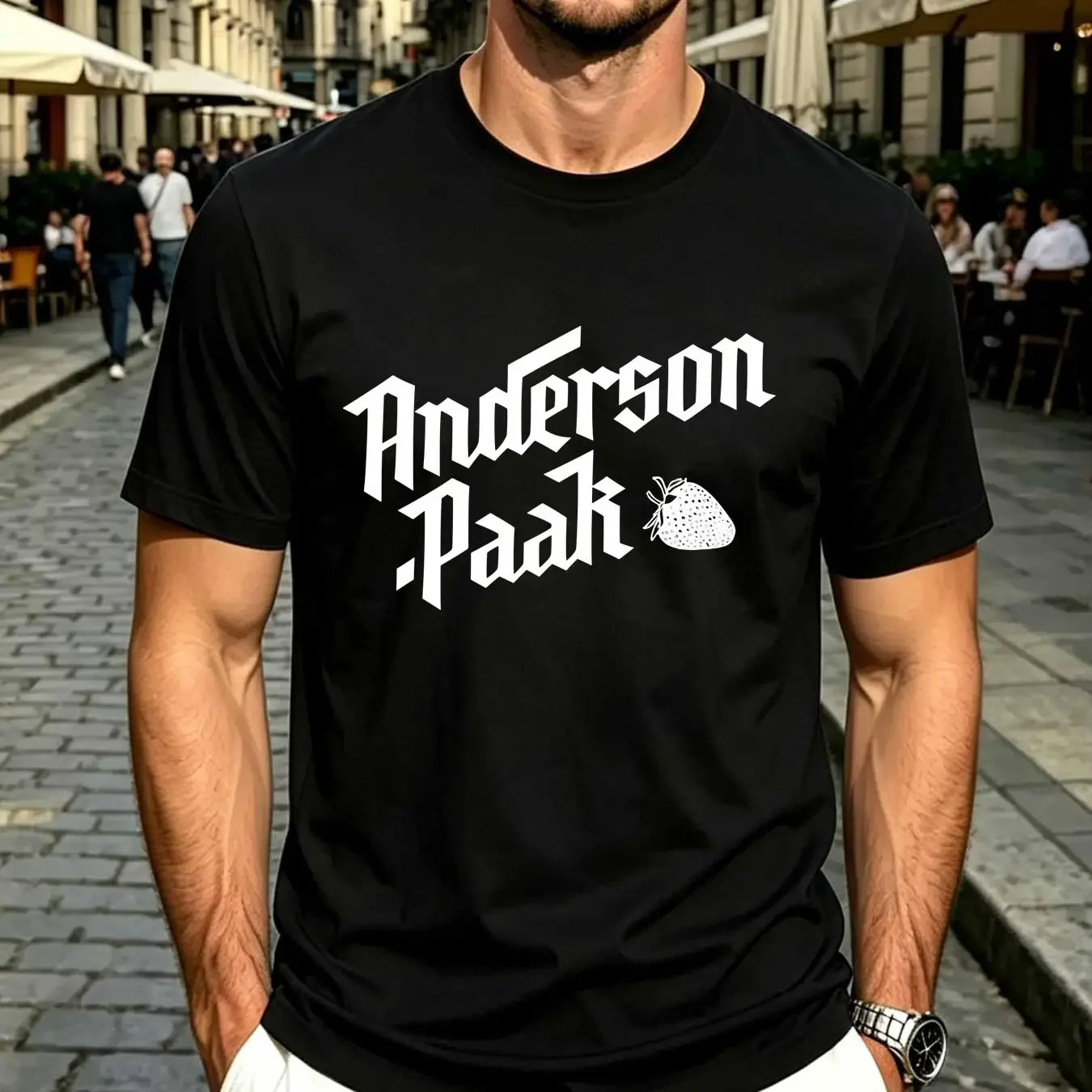 washed T Shirt Anderson Paak Strawberry Black OFFICIAL vintage Washed graphic Casual designer clothes Breathable fashion