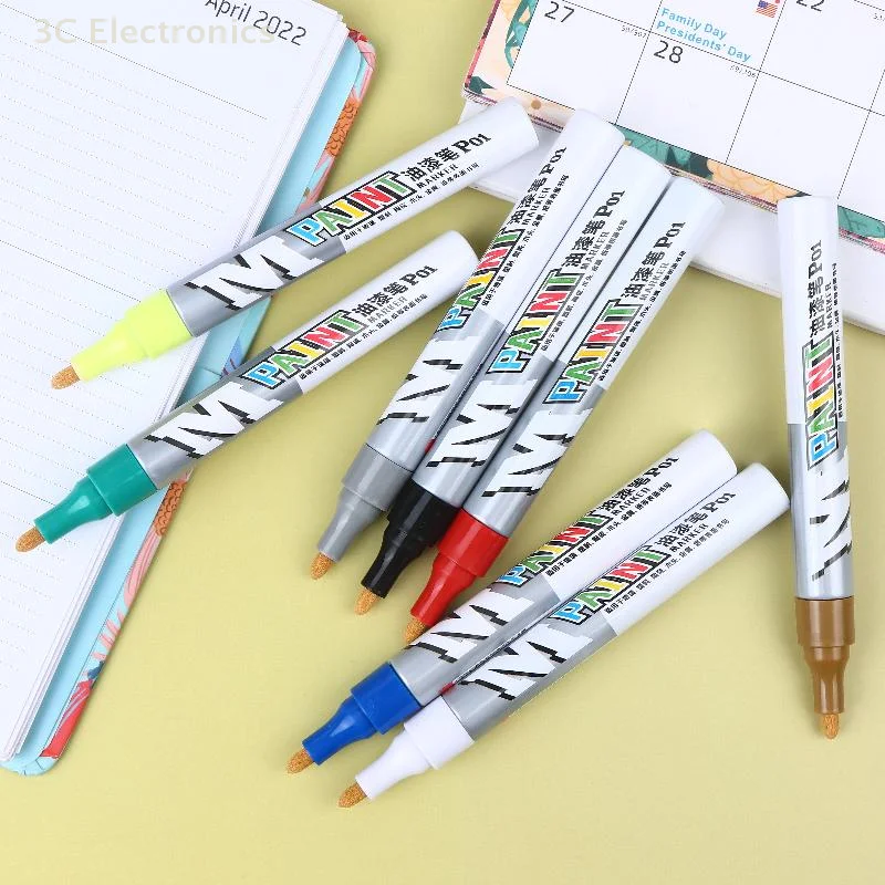 1개 방수 마커 페인트 펜 빠른 건조 서명 펜 차량 터치업 페인트 타이어 오일 마커 문구류