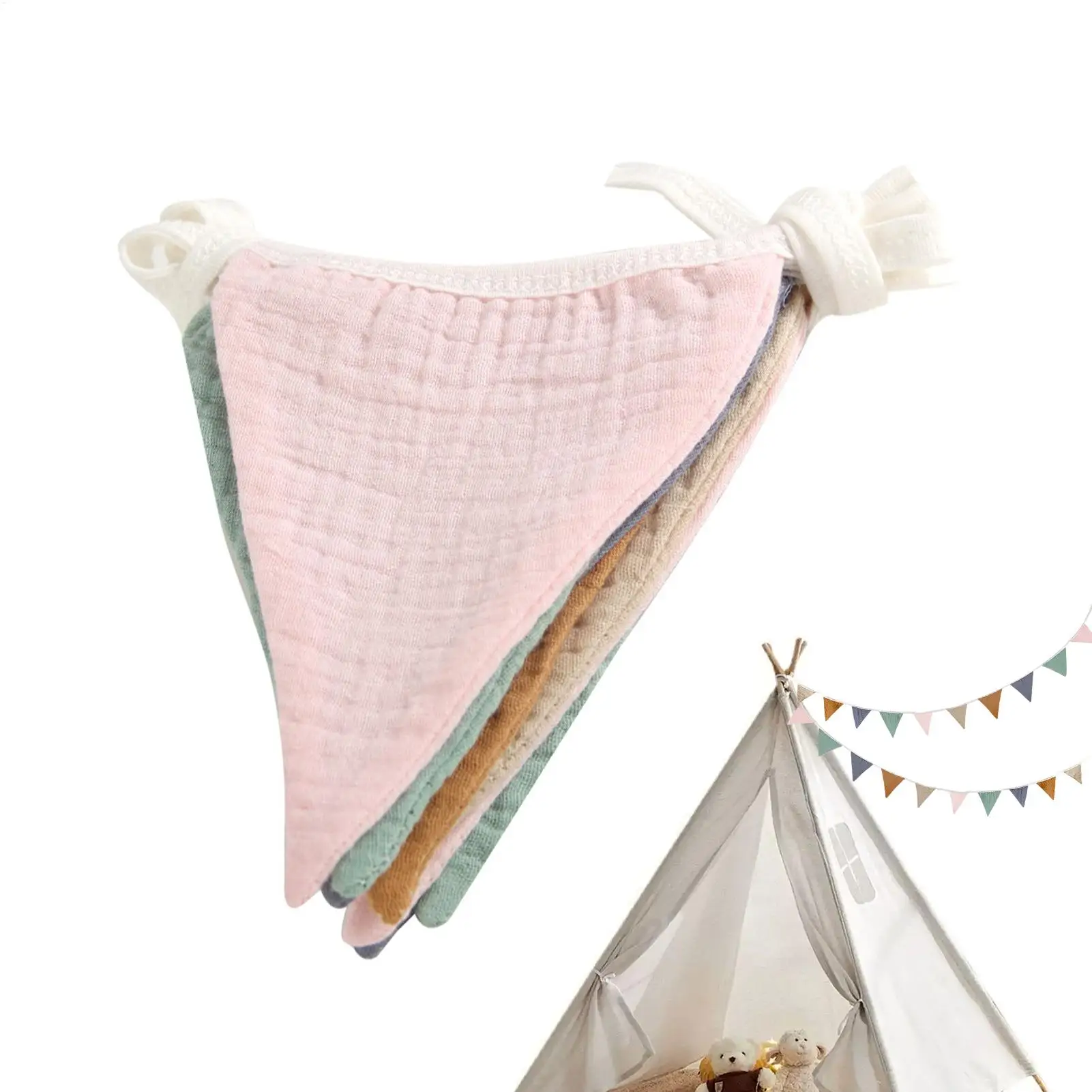 Hängende Flaggenbanner, Kinderzimmer-Wimpelkette, waschbare Baumwoll-Dreiecks-Wimpelgirlanden für Wohnzimmer und Schlafzimmer