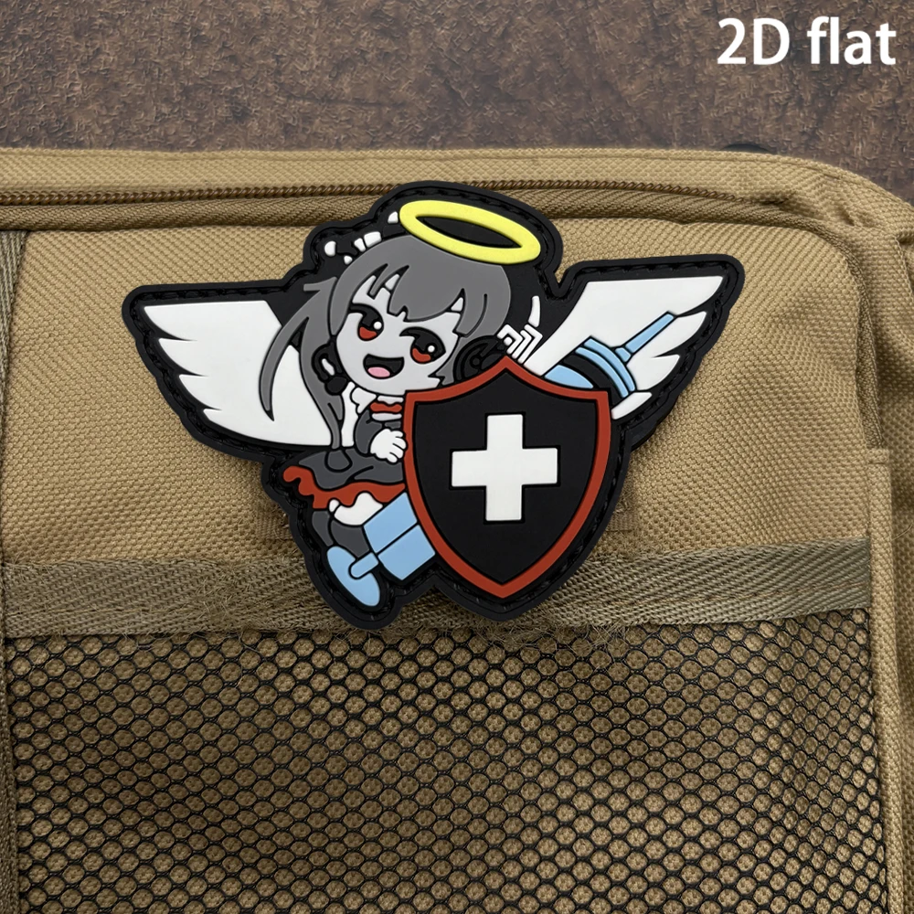 Halo Wings Girl Shield Alien Decoration Velcro Armband Luminous Pvc Material Comes with Matching Felt Backpack, Baseball Cap, Jacket, Suitcase DIY Decorative Patch Badge Applique - view 3