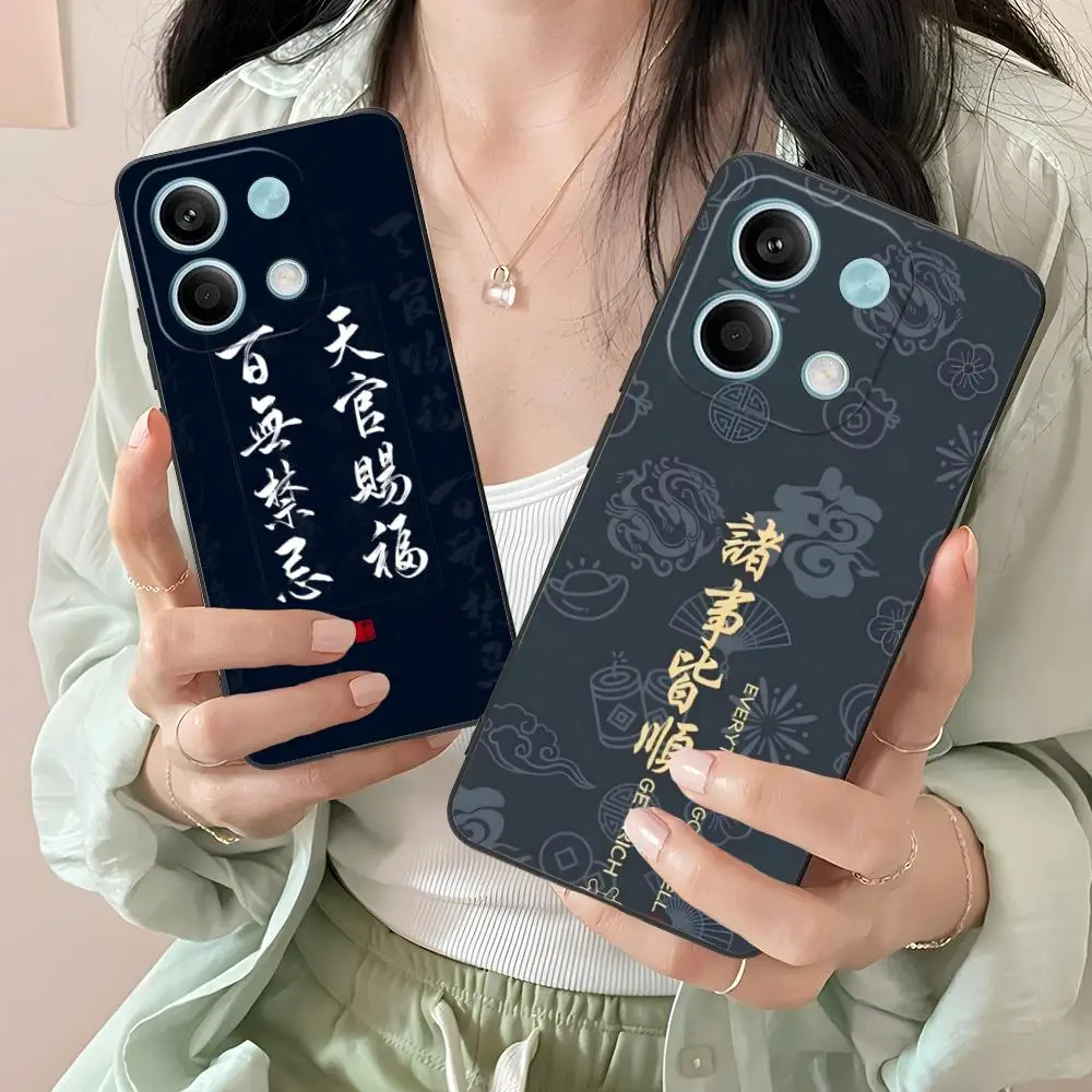 الصينية محظوظ الغنية قضية الهاتف المحمول ل Xiaomi Redmi 15 14 13 12 A5 3 2 1 C زائد 4G 5G اللون الطباعة غطاء غطاء الهاتف الذكي