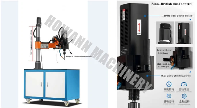 Controlled  Tapping and Drilling  with 1.2KW Power and 0-3000 RPM Spindle Speed