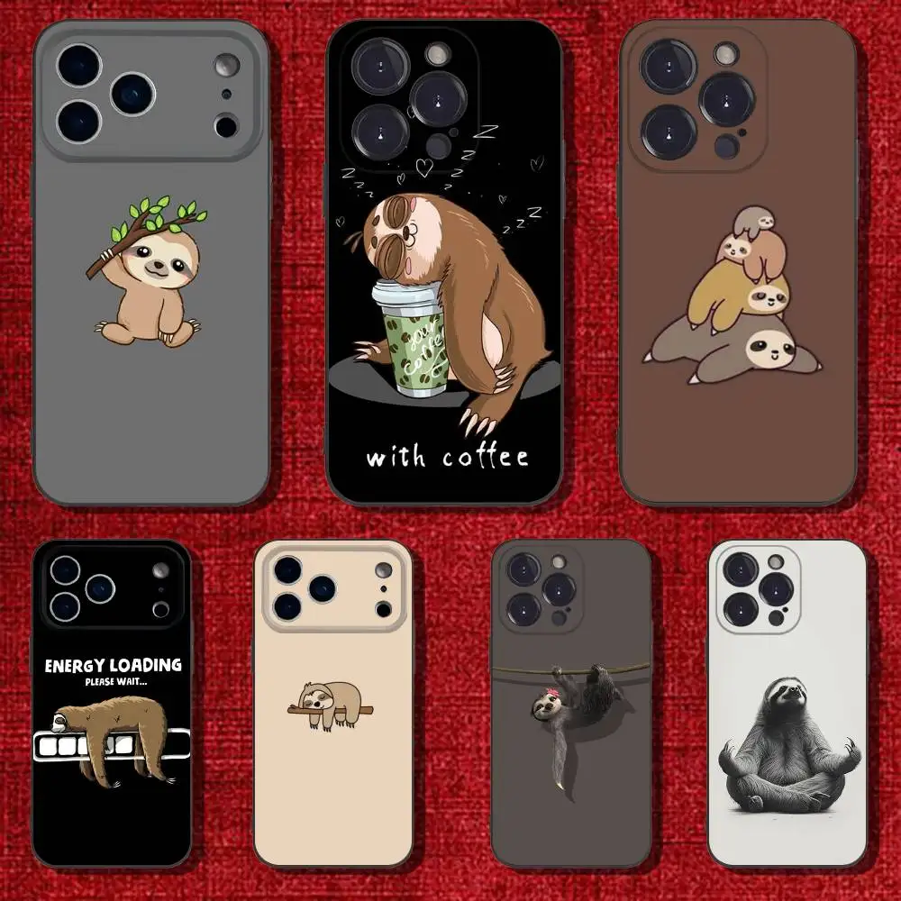 

Cute Animal Sloth Phone Case For iPhone 6,17,16,15,14,13,12,11 Plus,Pro Max,XS,X,XR,SE,Mini,8,7,Soft Silicone Black Cover