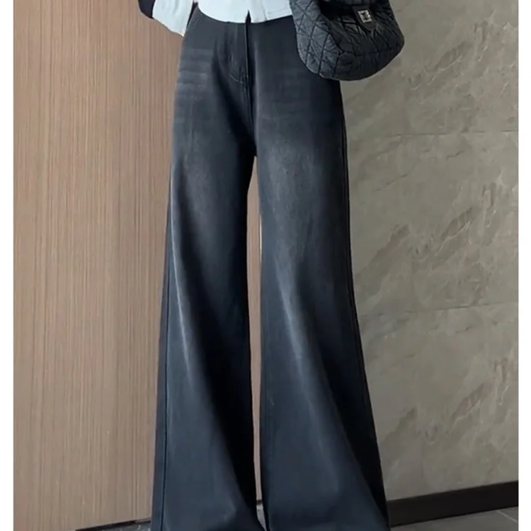

High Waist Straight Leg Jeans Women's Loose Wide Leg Pants High Waist Slimming Jeans American Sle Cotton Denim Casual Jeans
