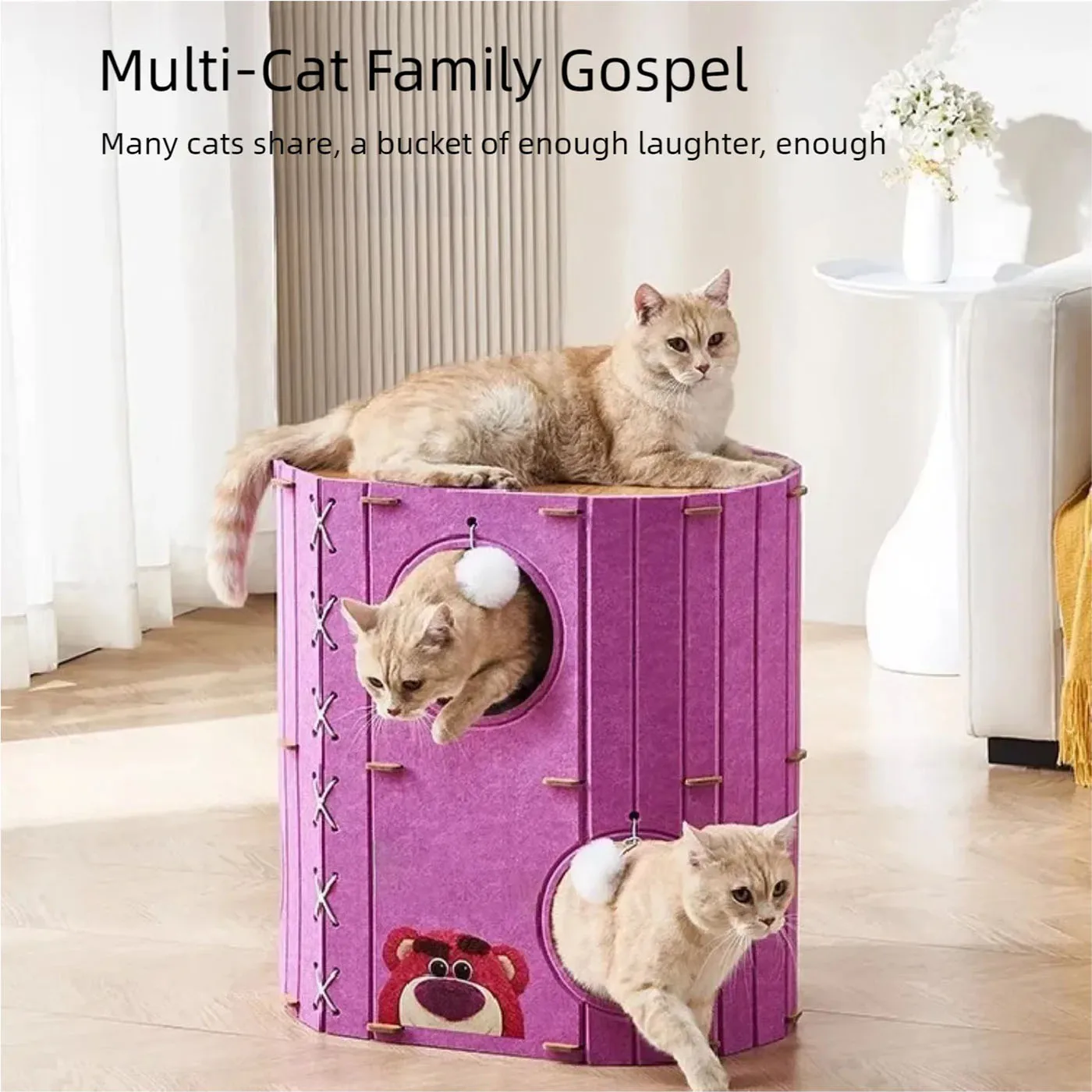 

Multi layer cat climbing cat nest integrated cat tree hole, double-layer shelter house, all season universal multi cat home felt