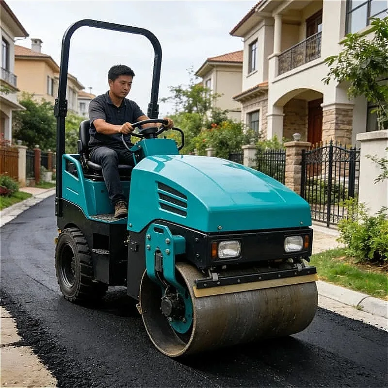 Pneumatic Road Roller Rubber Tire Compactor for Asphalt Sealing Layer Waterproof Coating Bridge Deck Surface Finish Customized