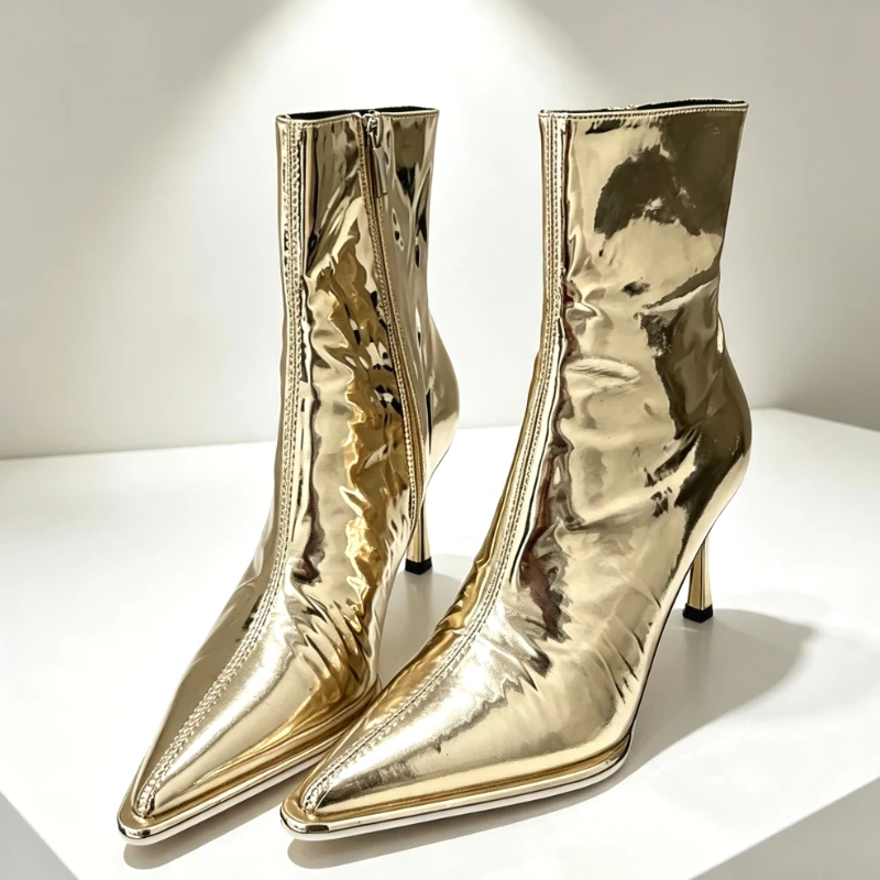 Fashion Pointed Toe Design Thin Heel Ankle Boots Women Concise Side Zipper Chelsea Boots Waterproof Warm Modern Boots for Ladies