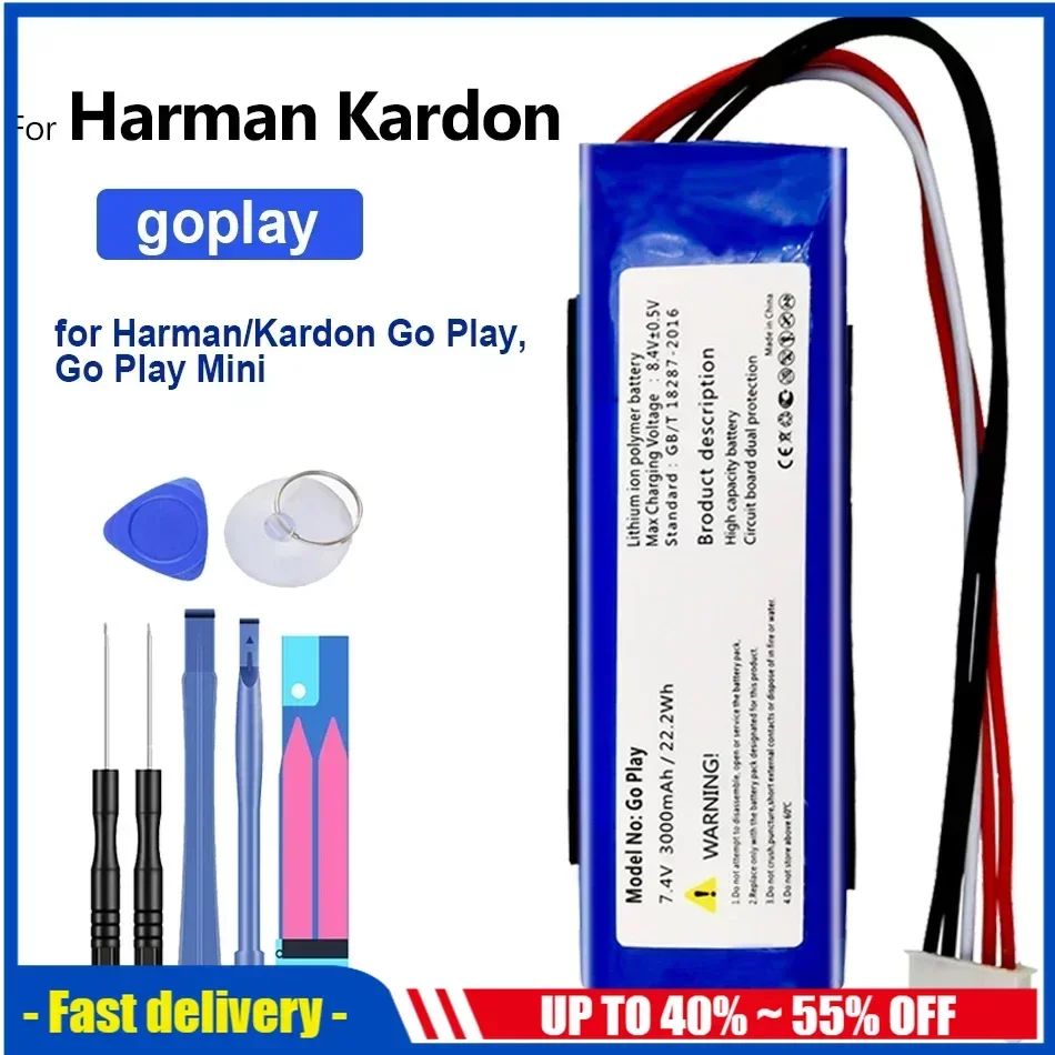 Replacement Speaker Battery For Harman/For Kardon Go Play, Go Play Mini GoPlay, GoPlay Mini, GoPlay, 3000mAh Batteries