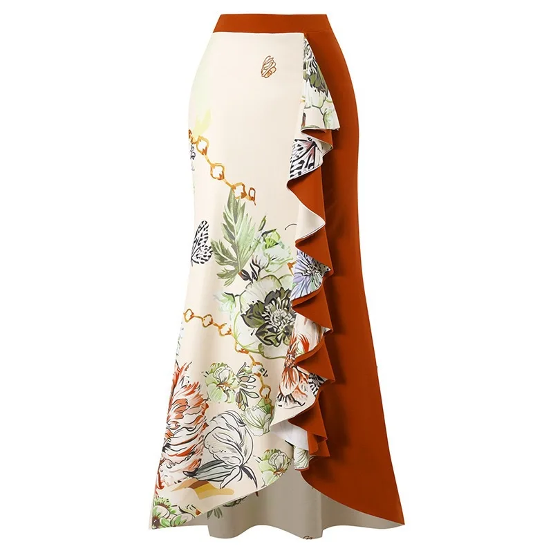 Traje de baño de una pieza estampado de nueva moda para mujer vestido de playa de gasa de un solo hombro Retro bikiniSuit