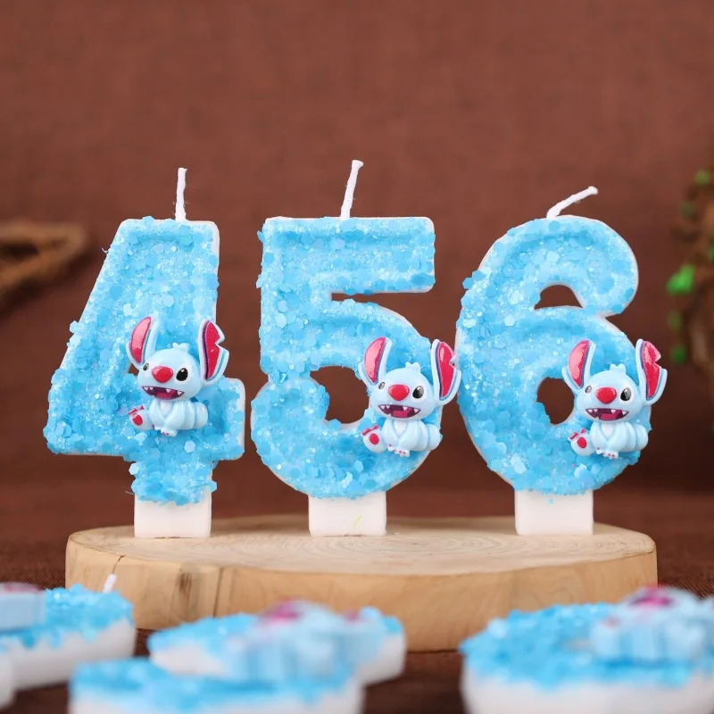 شمعة عيد ميلاد رقمية كرتونية زرقاء اللون لتزيين كعكة عيد الميلاد وأعياد الميلاد شمعة مصنوعة يدويًا