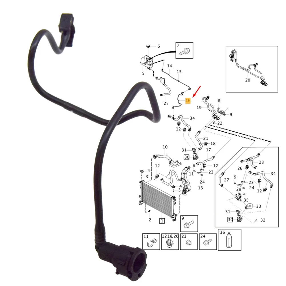 Replacement Expansion Tank Bleeder Hose For Volvo For XC90 For XC60 2014+ 32252301 Car Accessories Interiors