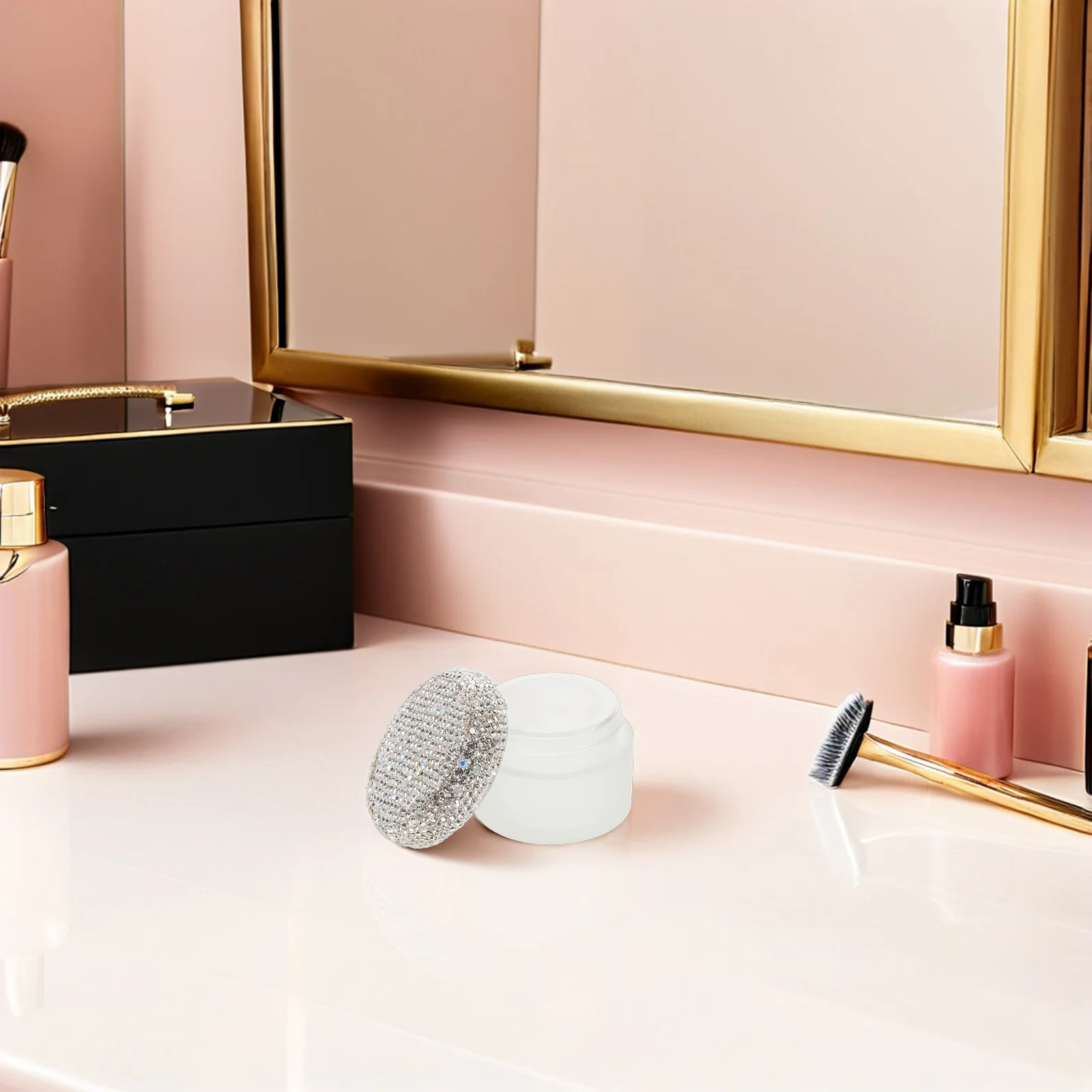 

Rhinestone Refillable Cream Container 30g Portable Eye Gel and Face Cream Jar Small Skincare Dispenser for Travel