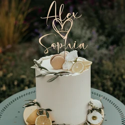Personalized  Wedding Cake Topper Custom Acrylic Cake Decoration Rustic Engagement Festive Party Supplies
