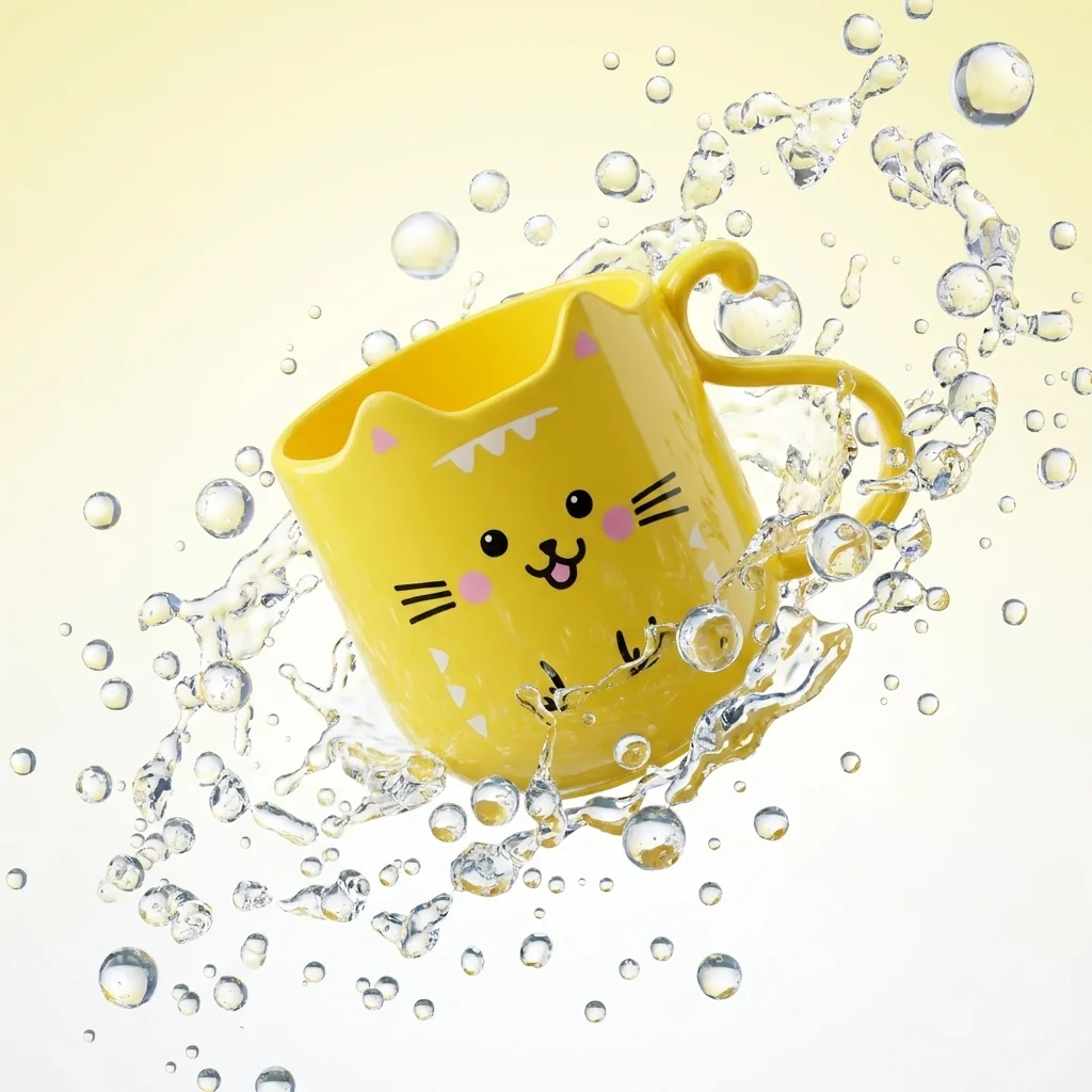 Kids Cat Pattern Mouthwash Cup Cute Cartoon Tooth Brushing Cup Unbreakable Plastic Household Bathroom Wash Cup