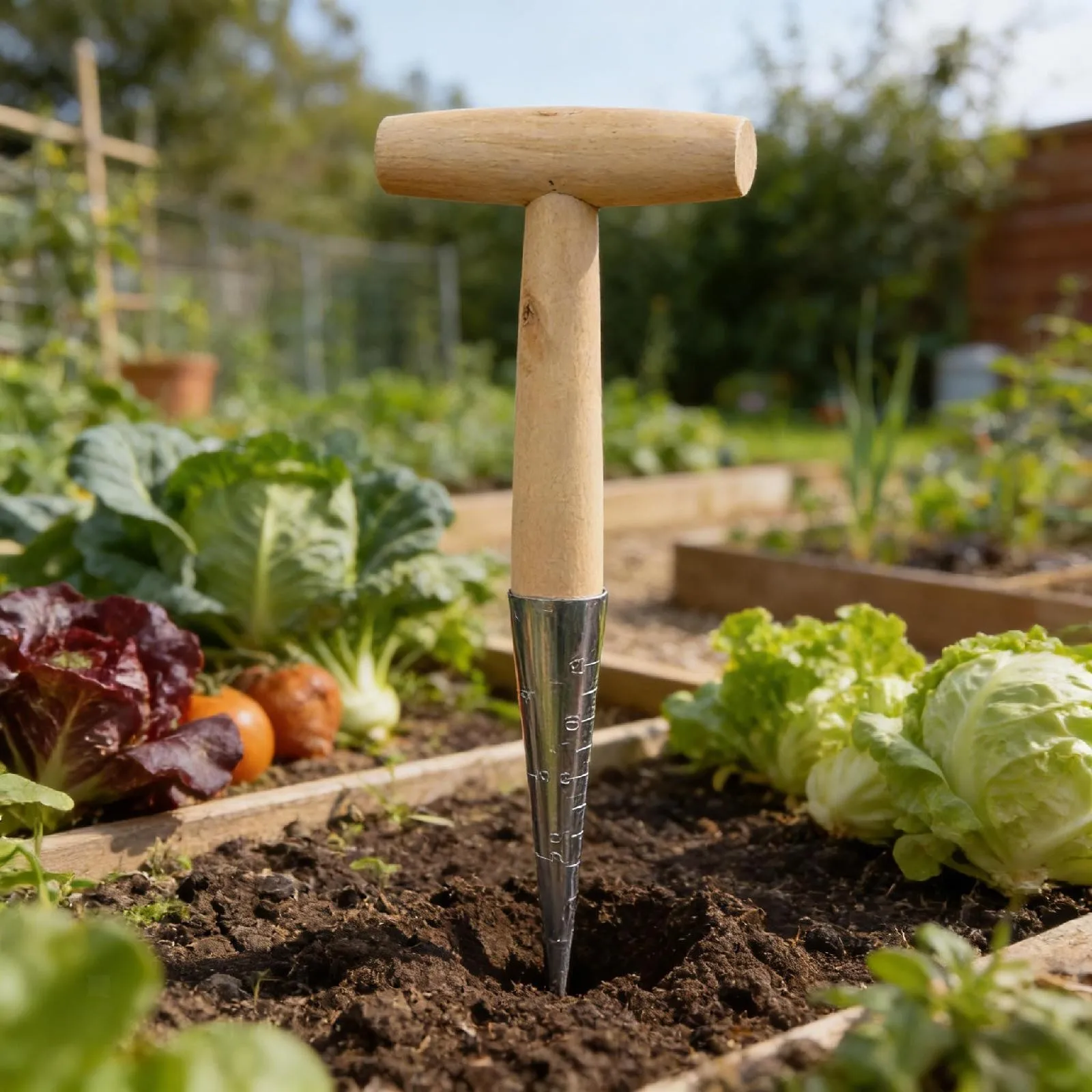Hand Dibber Hole Digger with Handle Vegetable Daffodil Crocus Tulip Sowing