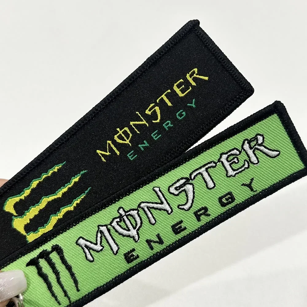 1 Pcs Monster Energy Keychain Modified Motorcycle Double-sided Embroidery Motorcycle Keychain Pendant Decoration