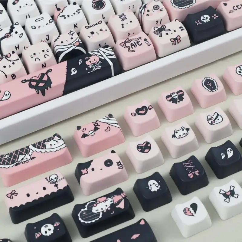 F68C المتانة Heat Sugmations Keycap مع نمط القطط الممتعة ل 61 87 96 98 104