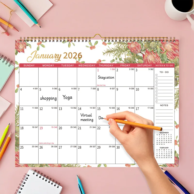 

2026 English Wall Calendar Office Wall Decor Check In Schedule Creative Planner Stylish Functional Practical Elegant Unique