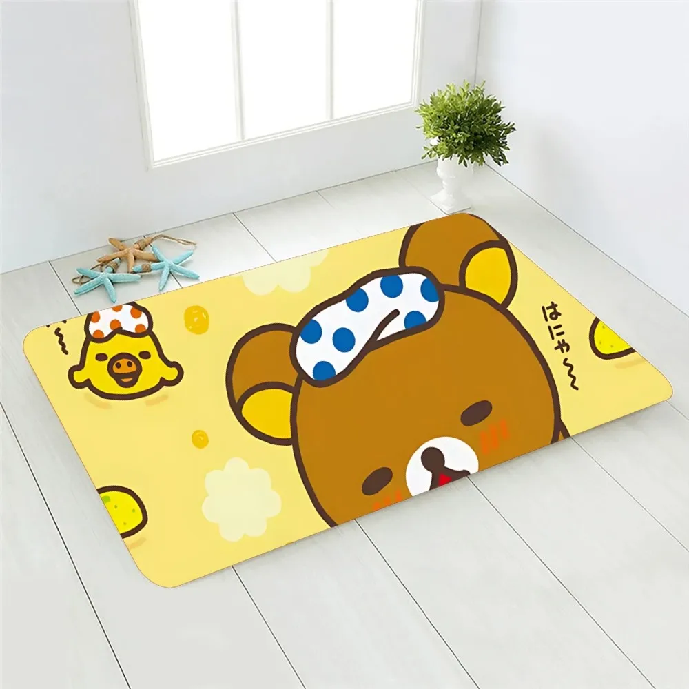 R-Rilakkuma B-Bear Floor Mat Graphic Printed Flannel Doormats For Bathroom Kitchen Entrance Carpet Home Decor