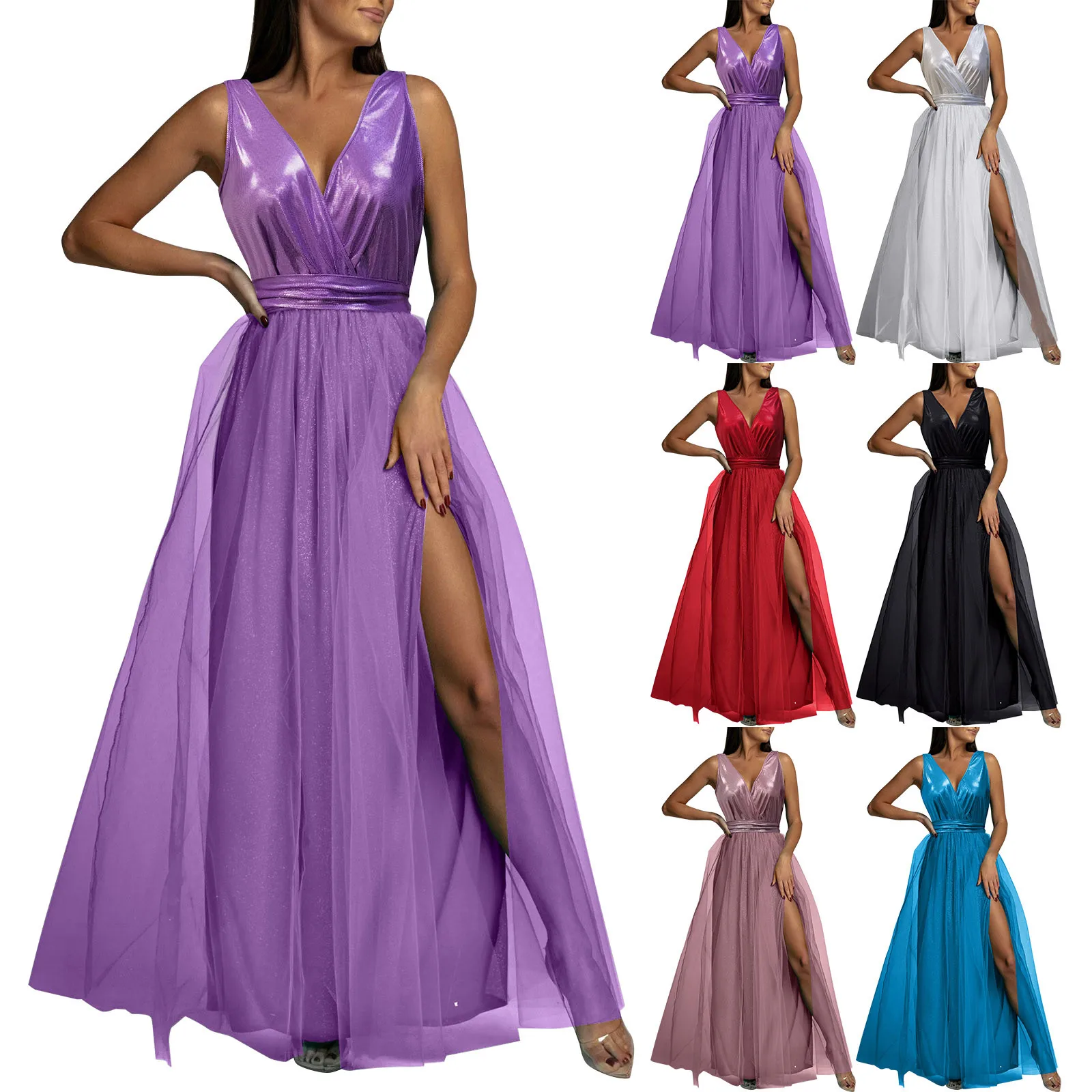 Robe de Cocktail en Maille pour Femme, Col en V, Dos aux, Maxi Longue, Tambour, Élégante, Nouvelle Collection Été 2024