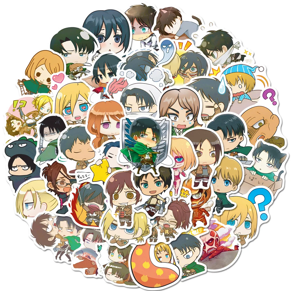 10/30/50pcs Attack On Titan Stickers Q Version Eren Jaeger Anime Sticker Notebook Laptop Skateboard Stationery Kawaii Toys Decal