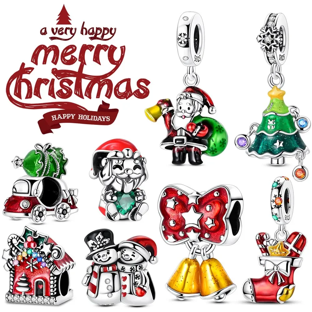 Christmas Tree Car Beads Silver Colors for Charms Silver Colors Original Bracelet for Jewelry Making