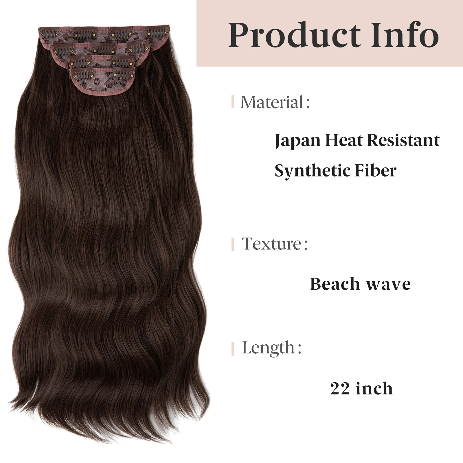 Long Wavy Synthetic Clip In Hair Extensions  4Pcs/Set Daliy Thick Hairpiece For Women Brown Black Natural Fake Hair Pieces