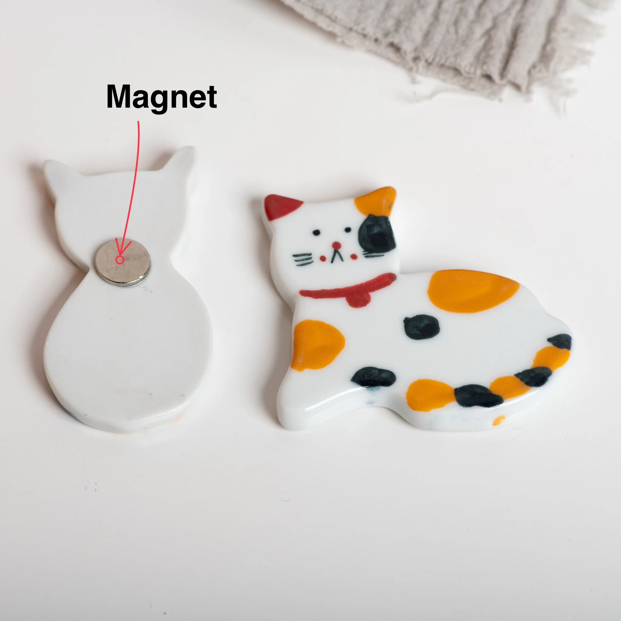 Hand-Painted Ceramic Cat Magnets for Refrigerator Décor, Cute Animal Pattern Fridge Magnets, ,Multicolor,