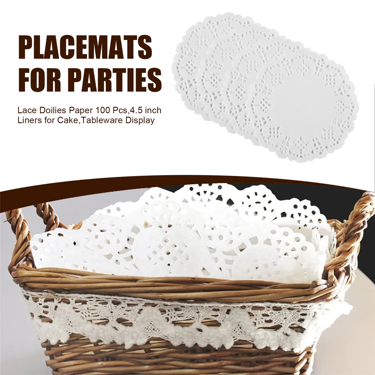 ABPO Кружевные салфетки, бумага, 100 шт., 4,5-дюймовые декоративные круглые салфетки, салфетки для торта, десерты, выпечки, посуда, дисплей