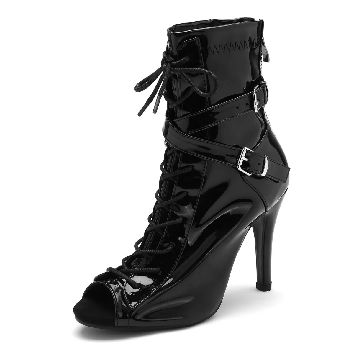 Women High Quality Thin Heels Lace-up Boot Ladies Shoes Latin Dancing Street Sexy Stilettos Booties