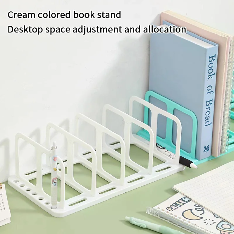 4 Grid Bookends Stand Bookshelf Desktop Decor Storage Rack Bookend Book Holder School Stationery Office Desktop File Organizer