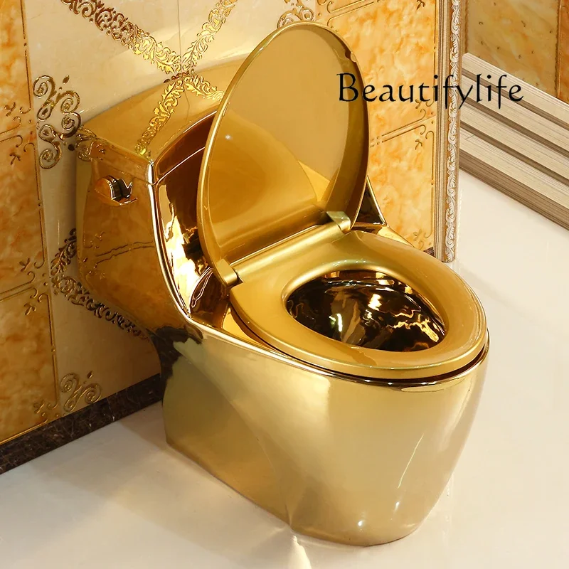 C European-style Side-press Toilet, Golden Toilet, Super Swirl Siphon Water-saving And Deodorant Toilet
