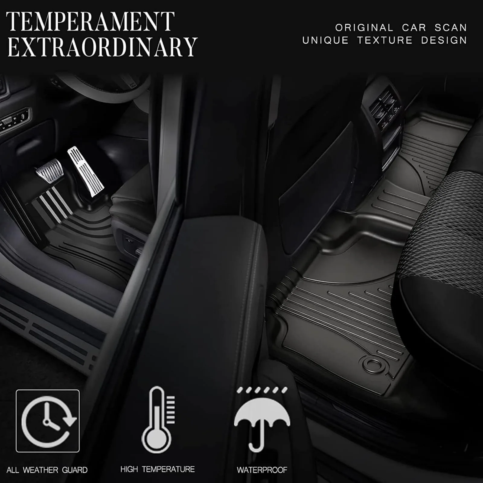 US Floor Mats Compatible with Toyota Corolla Sedan 2014-2019, Heavy Duty TPE All Weather Automotive Floor Mats, 1st & 2nd Row