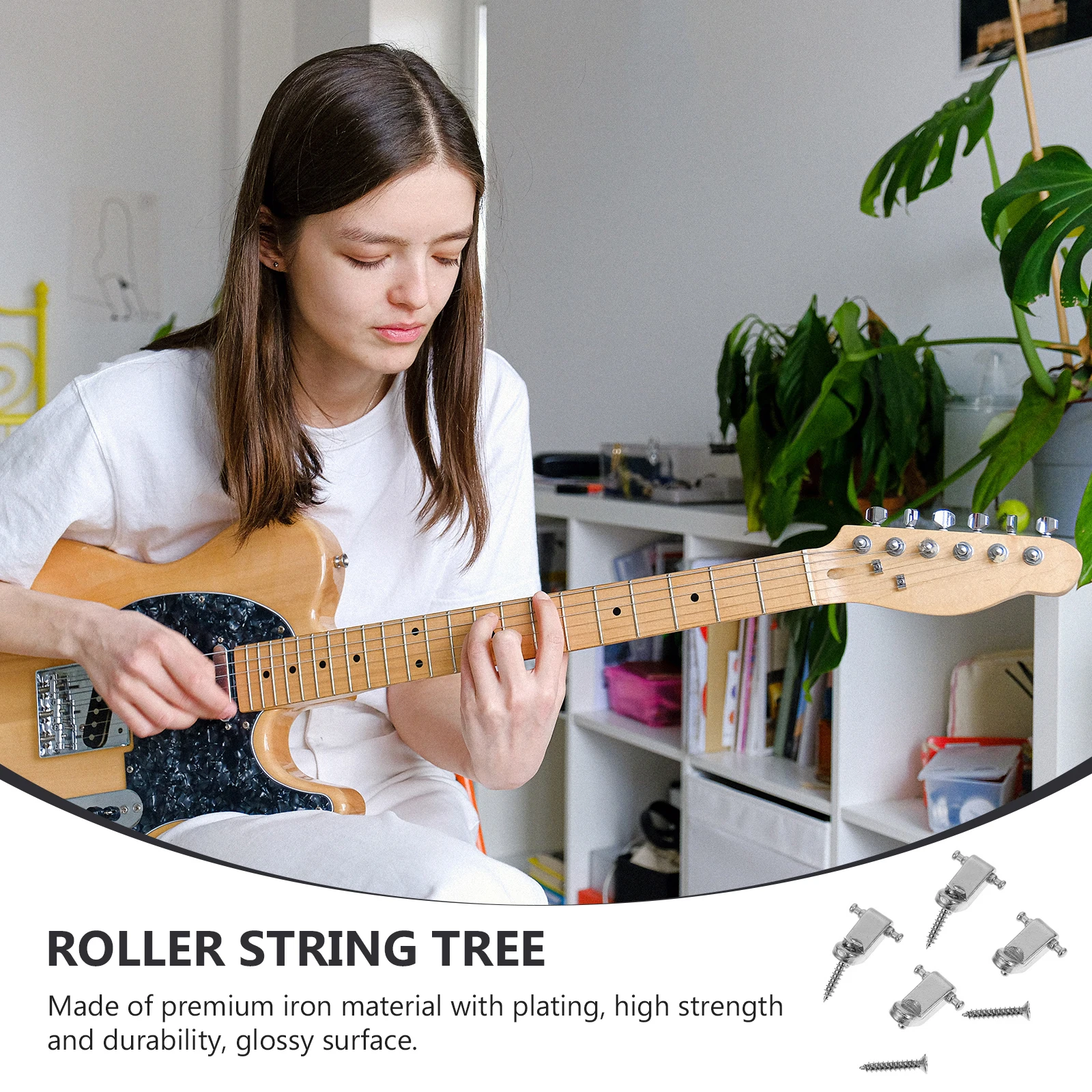 

4pcs String Retainer Iron Roller String Tree For Electric Guitar Replacement Small Size Lightweight Durable Smooth Surface Easy