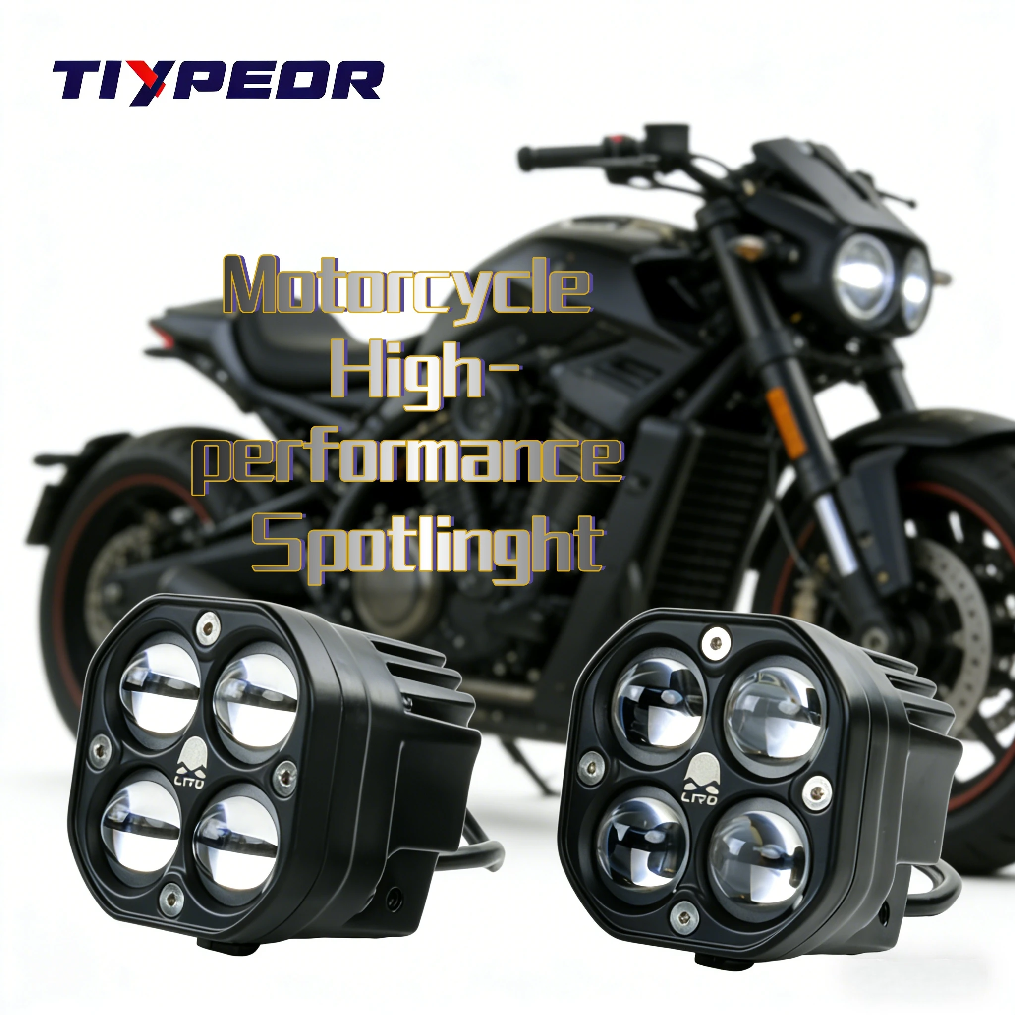 

TIYPEOR 40W LED Aluminum Alloy Motorcycle Spotlight IP67 Waterproof Voltage 10-36V Wide Compatibility Material