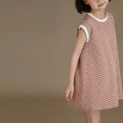 New Baby Girls Dresses Korean Japan Style Summer Kids Girls Dress Plaid Kids Girl Clothing Causal Dress