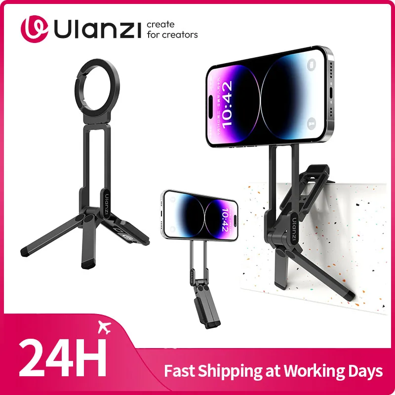 Suporte Magnético para Celular Ulanzi MA38 MagLock, Montagem para iPhone 17 16 15 14 com Gancho Oculto para Paredes em Inclinação para Viagens