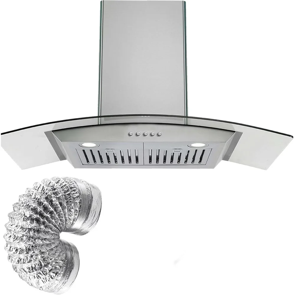 Ductless e condutas fogão conversível ventilação capa, chaminé, ventilador de 3 velocidades, luz LED, fogão de cozinha, 400CFM, 30 polegadas