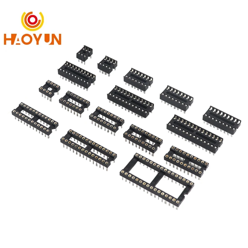 【10-5PCS】 IC Socket DIP SIP Chip Socket Pin 2.54mm Pitch 6/8/14/16/18/20/24/28/32/40Pin Wide IC Socket Adapter Solder Type